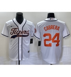 Men's Detroit Tigers #24 Miguel Cabrera White Cool Base Stitched Baseball Jersey