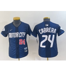 Youth Detroit Tigers #24 Miguel Cabrera Navy 2024 City Connect Cool Base Limited Stitched Jerseys