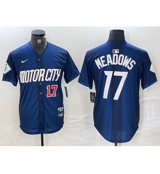 Men's Detroit Tigers #17 Parker Meadows Number Navy 2024 City Connect Cool Base Limited Stitched Jersey