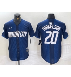 Men's Detroit Tigers #20 Spencer Torkelson 2024 Navy City Connect Cool Base Limited Stitched Jersey