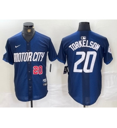 Men's Detroit Tigers #20 Spencer Torkelson Number 2024 Navy City Connect Cool Base Limited Stitched Jersey1