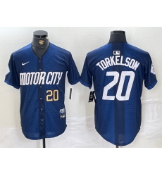 Mens Detroit Tigers #20 Spencer Torkelson Number 2024 Navy City Connect Cool Base Limited Stitched Jersey