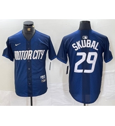 Men's Detroit Tigers #29 Tarik Skubal 2024 Navy City Connect Cool Base Limited Stitched Jersey