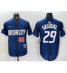 Men's Detroit Tigers #29 Tarik Skubal Number 2024 Navy City Connect Cool Base Limited Stitched Jersey