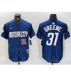 Men's Detroit Tigers #31 Riley Greene Number 2024 Navy City Connect Cool Base Limited Stitched Jersey