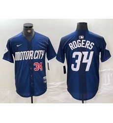 Men's Detroit Tigers #34 Jake Rogers 2024 Navy City Connect Cool Base Limited Stitched Jerseys