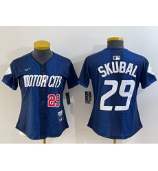 Women's Detroit Tigers #29 Tarik Skubal 2024 Navy City Connect Cool Base Limited Stitched Jerseys