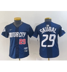 Women's Detroit Tigers #29 Tarik Skubal Navy 2024 City Connect Cool Base Limited Stitched Jerseys