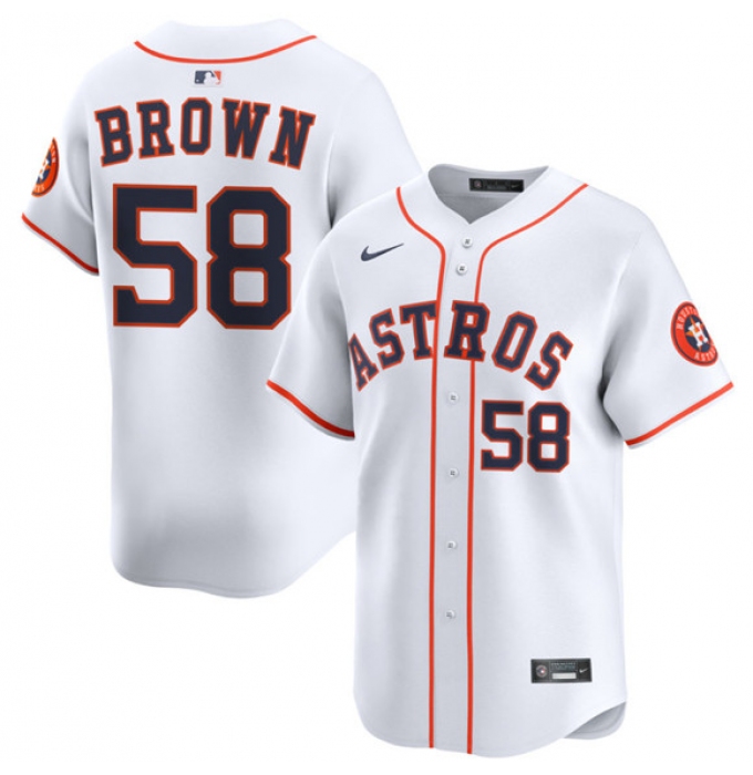 Men's Houston Astros #58 Hunter Brown White 2025 Home Limited Stitched Baseball Jersey