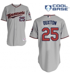Women's Majestic Minnesota Twins #25 Byron Buxton Replica Grey Road Cool Base MLB Jersey