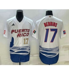 Men's Puerto Rico Baseball #17 Jose Berrios Number 2023 White World Baseball Classic Stitched Jersey