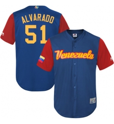 Men's Venezuela Baseball Majestic #51 Jose Alvarado Royal Blue 2017 World Baseball Classic Replica Team Jersey