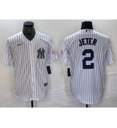 Men's New York Yankees #2 Derek Jeter Name White With 2024 Cool Base Stitched Jersey