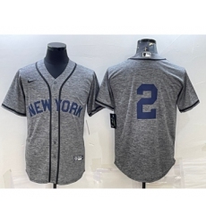 Men's New York Yankees #2 Derek Jeter No Name Grey Gridiron Cool Base Stitched Jersey