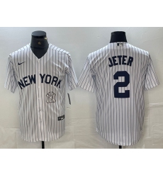 Men's New York Yankees #2 Derek Jeter White 2024 Cool Base Stitched Jersey