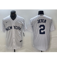 Men's New York Yankees #2 Derek Jeter White 2024 Cool Base Stitched Jerseys