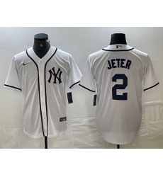 Men's New York Yankees #2 Derek Jeter White Fashion Cool Base Jersey