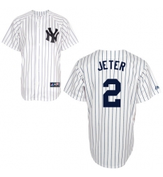 Youth Majestic New York Yankees #2 Derek Jeter Replica White Name On Back MLB Jersey