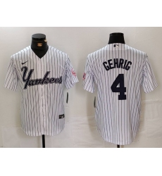 Men's New York Yankees #4 Lou Gehrig White Pinstripe Fashion Cool Base Jersey