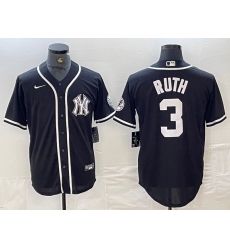 Men's New York Yankees #3 Babe Ruth Black White Cool Base Stitched Jersey