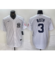 Men's New York Yankees #3 Babe Ruth Name White With 2024 Cool Base Stitched Jersey