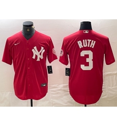 Men's New York Yankees #3 Babe Ruth Red Fashion Cool Base Jersey