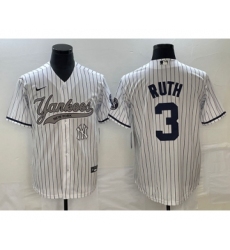 Men's New York Yankees #3 Babe Ruth White Cool Base Stitched Baseball Jersey1