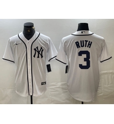 Men's New York Yankees #3 Babe Ruth White Fashion Cool Base Jersey