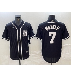 Men's New York Yankees #7 Mickey Mantle Black White Cool Base Stitched Jersey