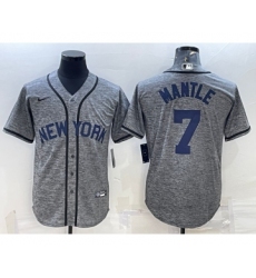 Men's New York Yankees #7 Mickey Mantle Grey Gridiron Cool Base Stitched Jersey