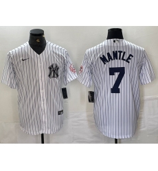 Men's New York Yankees #7 Mickey Mantle Name White With 2024 Cool Base Stitched Jersey