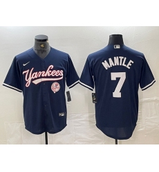 Men's New York Yankees #7 Mickey Mantle Navy With Cool Base Stitched Baseball Jersey