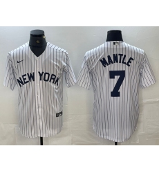 Men's New York Yankees #7 Mickey Mantle White 2024 Cool Base Stitched Jerseys