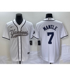 Men's New York Yankees #7 Mickey Mantle White Cool Base Stitched Baseball Jersey