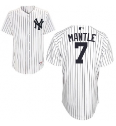 Youth Majestic New York Yankees #7 Mickey Mantle Replica White Name Back MLB Jersey