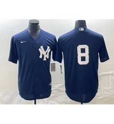 Men's Nike New York Yankees #8 Yogi Berra Navy Blue Cool Base Stitched Baseball Jersey