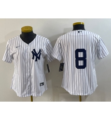 Women's New York Yankees #8 Yogi Berra White No Name Stitched Nike Cool Base Throwback Jersey