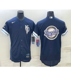 Men's Kansas City Royals Big Logo 2022 Navy Blue City Connect Flex Base Stitched Jerseys