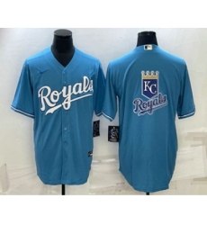 Men's Kansas City Royals Big Logo Blue Stitched MLB Cool Base Nike Jerseys