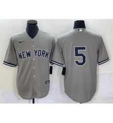 Men's Nike New York Yankees #5 Joe DiMaggio Grey Cool Base Stitched Baseball Jersey