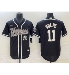 Men's New York Yankees #11 Anthony Volpe Black Cool Base Stitched Baseball Jersey