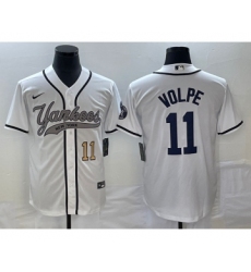 Men's New York Yankees #11 Anthony Volpe Number White Cool Base Stitched Baseball Jersey