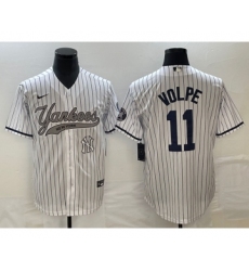 Men's New York Yankees #11 Anthony Volpe White Cool Base Stitched Baseball Jersey