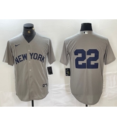 Men's New York Yankees #22 Juan Soto 2021 Grey Field of Dreams Cool Base Stitched Baseball Jersey