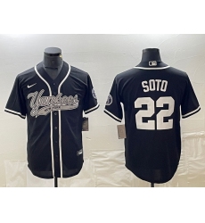 Men's New York Yankees #22 Juan Soto Black Cool Base Stitched Baseball Jersey