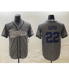 Men's New York Yankees #22 Juan Soto Grey Gridiron Cool Base Stitched Baseball Jersey