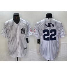 Men's New York Yankees #22 Juan Soto Name White With 2024 Cool Base Stitched Jersey