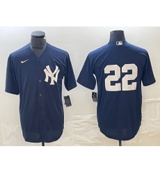 Men's New York Yankees #22 Juan Soto Navy Blue Cool Base Stitched Baseball Jersey