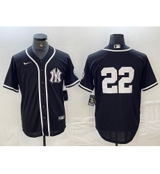 Men's New York Yankees #22 Juan Soto No Name Black White Cool Base Stitched Jersey