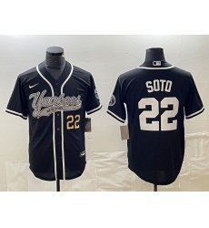 Men's New York Yankees #22 Juan Soto Number Black Cool Base Stitched Baseball Jersey